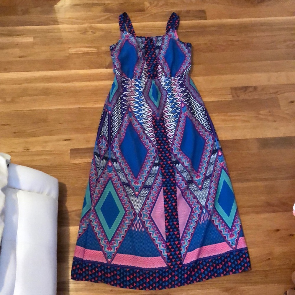 Blue multi color maxi dress